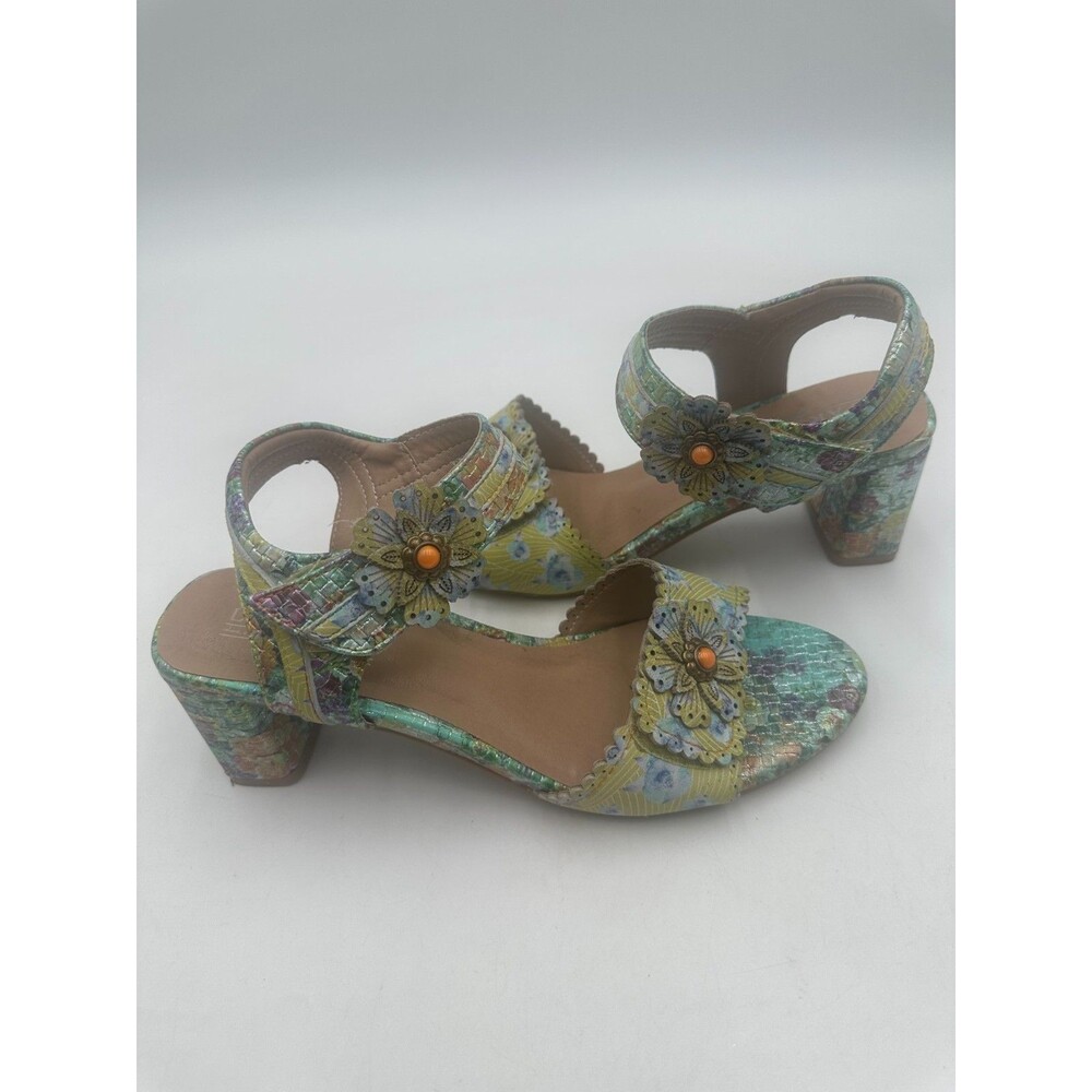 Spring Step L'Artiste Vogeush Floral Block Heeled Sandal SZ42 US 11.5 Artsy Boho